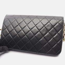 Pre Owned Chanel Full Flap Black Quilted Leather Shoulder Bag