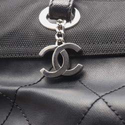 Pre Owned Chanel Paris Biarritz Black Quilted Coated Canvas Tote Bag