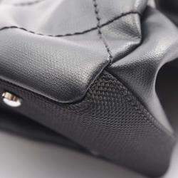 Pre Owned Chanel Paris Biarritz Black Quilted Coated Canvas Tote Bag