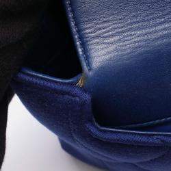 Pre Owned Chanel Diana Blue Cotton Flap Chain Shoulder Bag
