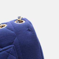 Pre Owned Chanel Diana Blue Cotton Flap Chain Shoulder Bag