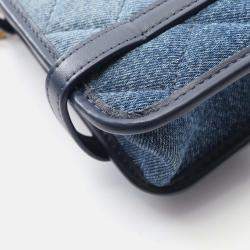 Pre Owned Chanel CC Blue Ombre Denim Quilted Messenger Flap Shoulder Bag