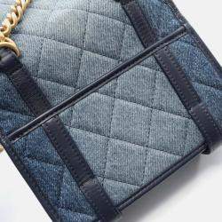 Pre Owned Chanel CC Blue Ombre Denim Quilted Messenger Flap Shoulder Bag