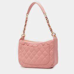 Pre Owned Chanel Pink Quilted Caviar Timeless Shoulder Bag