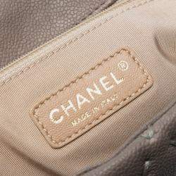 Pre Owned Chanel Grey CC Caviar Wild Stitch Flap