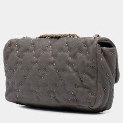 Pre Owned Chanel Grey CC Caviar Wild Stitch Flap