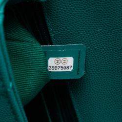 Pre Owned Chanel Blue Mini Chevron Caviar Coco Top Handle Bag