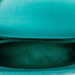 Pre Owned Chanel Blue Mini Chevron Caviar Coco Top Handle Bag