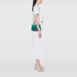 Pre Owned Chanel Blue Mini Chevron Caviar Coco Top Handle Bag