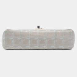 Pre Owned Chanel Beige Medium New Travel Line Nylon Single Flap