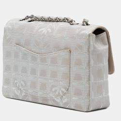 Pre Owned Chanel Beige Medium New Travel Line Nylon Single Flap