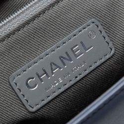 Pre Owned Chanel Grey Large Quilted Lambskin Boy Flap