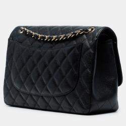 Pre Owned Chanel Black Jumbo Classic Caviar Double Flap