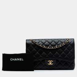 Pre Owned Chanel Black Jumbo Classic Caviar Double Flap