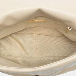 Pre Owned Chanel Beige Large Lambskin 19 Flap