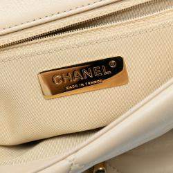 Pre Owned Chanel Beige Large Lambskin 19 Flap