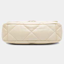 Pre Owned Chanel Beige Large Lambskin 19 Flap