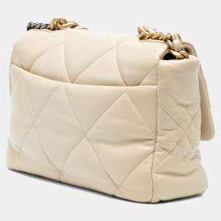 Pre Owned Chanel Beige Large Lambskin 19 Flap