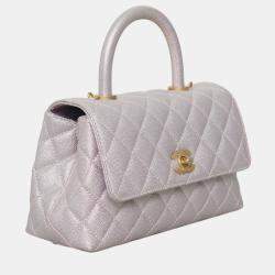 Pre Owned Chanel Iridescent Caviar Quilted Mini Coco Handle Bag