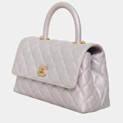 Pre Owned Chanel Iridescent Caviar Quilted Mini Coco Handle Bag