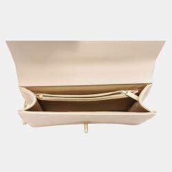 Pre Owned Chanel Beige Leather Chic Pearls Flap Bag