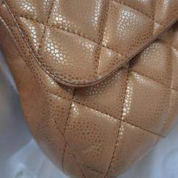 Pre Owned Chanel Brown Caviar Classic Jumbo Double Flap Bag