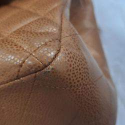 Pre Owned Chanel Brown Caviar Classic Jumbo Double Flap Bag