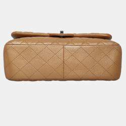 Pre Owned Chanel Brown Caviar Classic Jumbo Double Flap Bag
