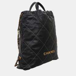 Pre Owned Chanel Black Quilted Calf Leather C22 Backpack