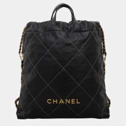 Pre Owned Chanel Black Quilted Calf Leather C22 Backpack