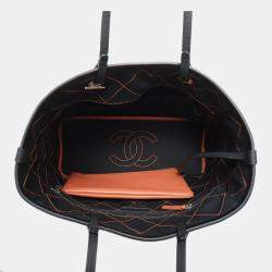 Pre Owned Chanel Caviar Leather Shopping Fever Tote Bag