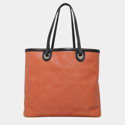 Pre Owned Chanel Caviar Leather Shopping Fever Tote Bag