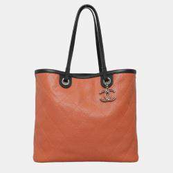 Pre Owned Chanel Caviar Leather Shopping Fever Tote Bag