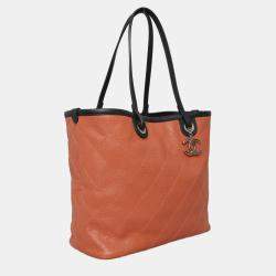 Pre Owned Chanel Caviar Leather Shopping Fever Tote Bag