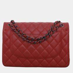 Pre Owned Chanel Caviar Jumbo Classic Double Flap Bag