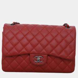 Pre Owned Chanel Caviar Jumbo Classic Double Flap Bag