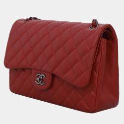 Pre Owned Chanel Caviar Jumbo Classic Double Flap Bag