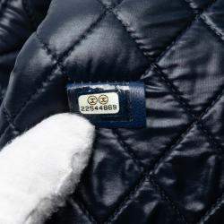 Pre Owned Chanel Blue Large Quilted Lambskin O Case Clutch