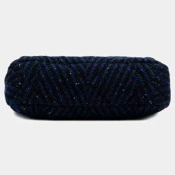 Pre Owned Chanel Blue Large Chevron Tweed Sequin 19 Flap