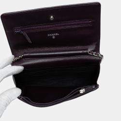 Pre Owned Chanel Purple CC Quilted Lambskin Wallet on Chain