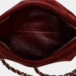 Pre Owned Chanel Red CC Quilted Suede Tassel Crossbody