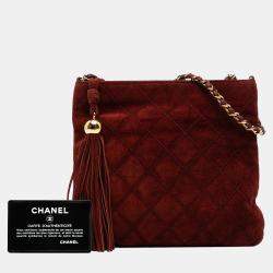 Pre Owned Chanel Red CC Quilted Suede Tassel Crossbody