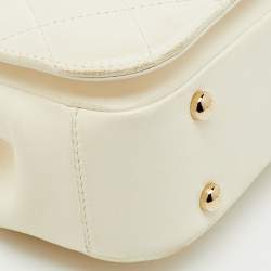 Pre Owned Chanel White Quilted Leather Mini Carry Chic Flap Bag