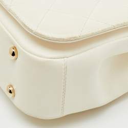 Pre Owned Chanel White Quilted Leather Mini Carry Chic Flap Bag