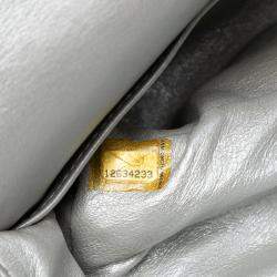 Pre Owned Chanel Silver Medium Classic Lambskin Double Flap