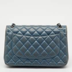 مملوكة مسبقًا Chanel Blue Quilted Leather Jumbo Classic Double Flap Bag