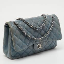 مملوكة مسبقًا Chanel Blue Quilted Leather Jumbo Classic Double Flap Bag