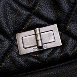 Pre Owned Chanel Black Reissue Quilted Caviar Messenger Flap