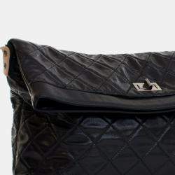 Pre Owned Chanel Black Reissue Quilted Caviar Messenger Flap