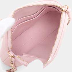 Pre Owned Chanel Pink Mini CC Quilted Lambskin Dome Clutch with Chain